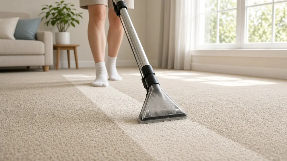 Carpet cleaning machine on carpet